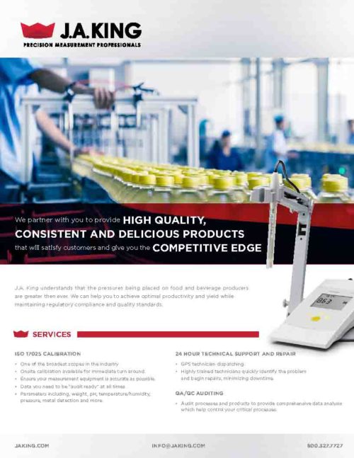 Food And Beverage Industry Literature Sheet J.A. King